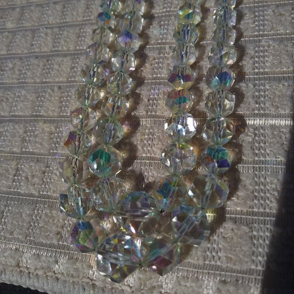 Vintage Double Strand Graduated Crystal Necklace 16 3/4" - Picture 7 of 10
